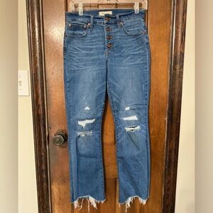Madewell Women's Size 26 Cali Demi Boot Jeans Medium Wash w/Knee Rip